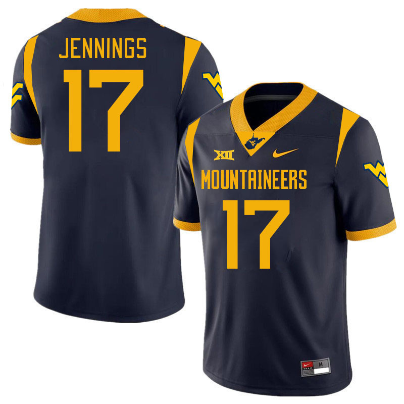 Men #17 Zae Jennings West Virginia Mountaineers College 2024 New Uniforms Football Jerseys Stitched